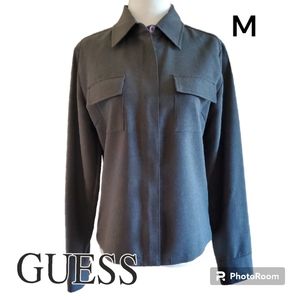 Guess Women's Vintage Dark Grey Zip Blazer Jacket Sz M